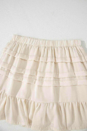 Ruffled Hemline Elastic Waist Mini Skirt - StyleLure