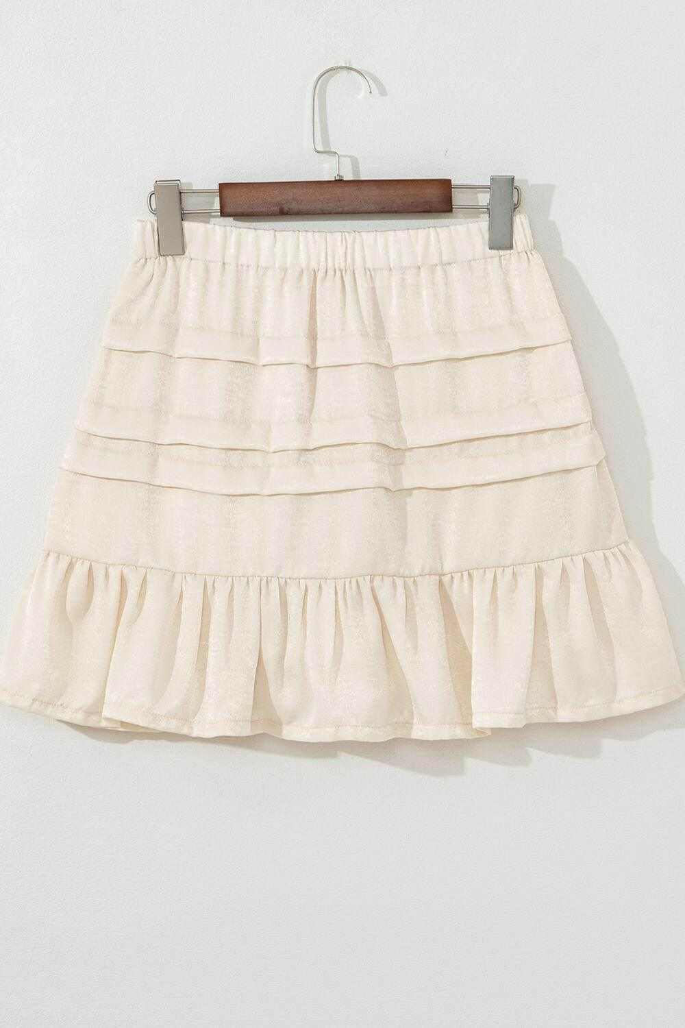 Ruffled Hemline Elastic Waist Mini Skirt - StyleLure