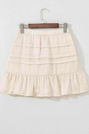 Ruffled Hemline Elastic Waist Mini Skirt - StyleLure
