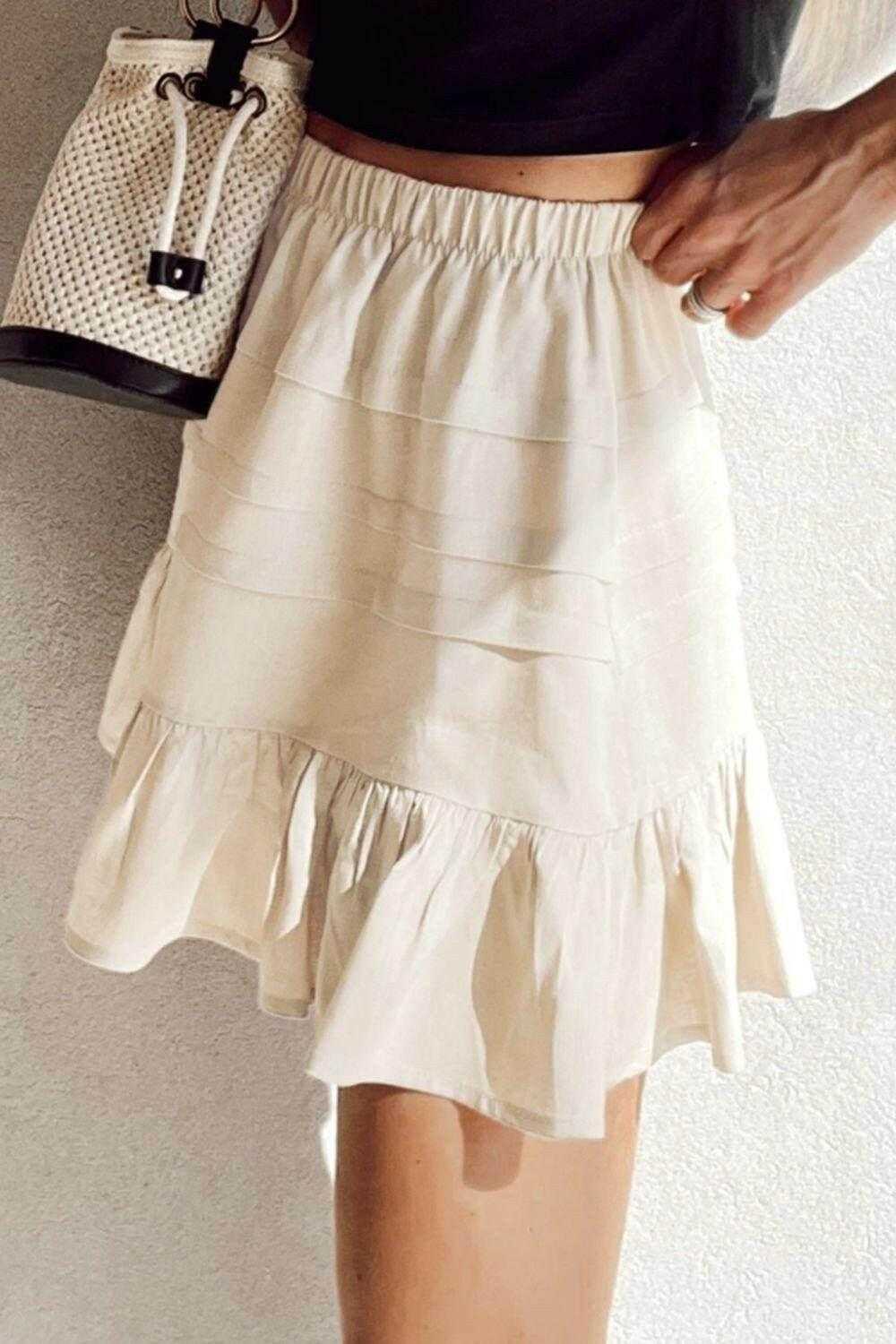 Ruffled Hemline Elastic Waist Mini Skirt - StyleLure