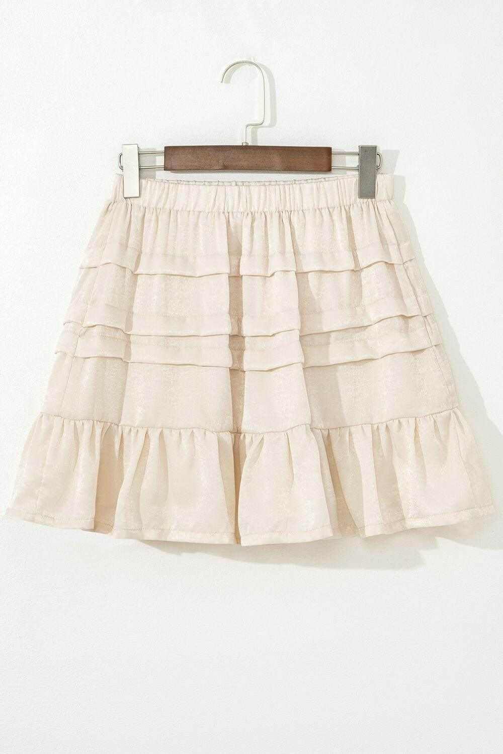 Ruffled Hemline Elastic Waist Mini Skirt - StyleLure
