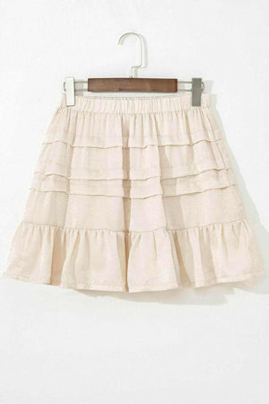 Ruffled Hemline Elastic Waist Mini Skirt - StyleLure