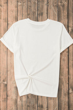 Sequin Strawberry Crew Neck Short Sleeve T Shirt - StyleLure