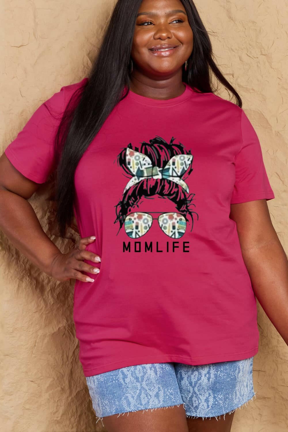 Simply Love Full Size MOM LIFE Graphic Cotton T-Shirt - StyleLure