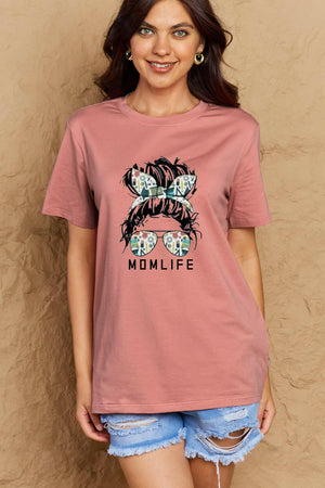 Simply Love Full Size MOM LIFE Graphic Cotton T-Shirt - StyleLure