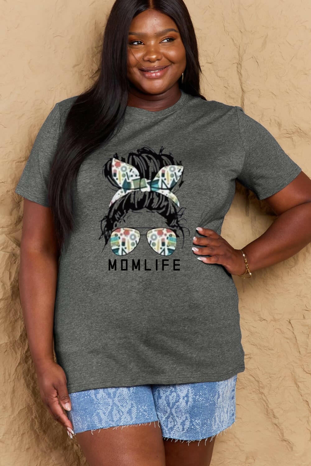 Simply Love Full Size MOM LIFE Graphic Cotton T-Shirt - StyleLure