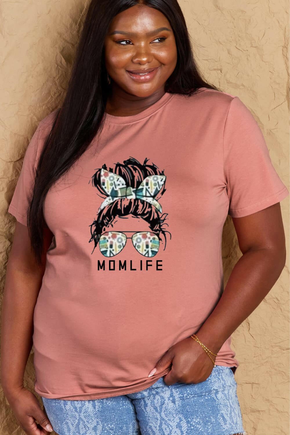 Simply Love Full Size MOM LIFE Graphic Cotton T-Shirt - StyleLure