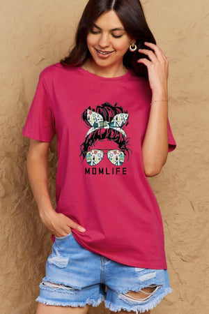 Simply Love Full Size MOM LIFE Graphic Cotton T-Shirt - StyleLure