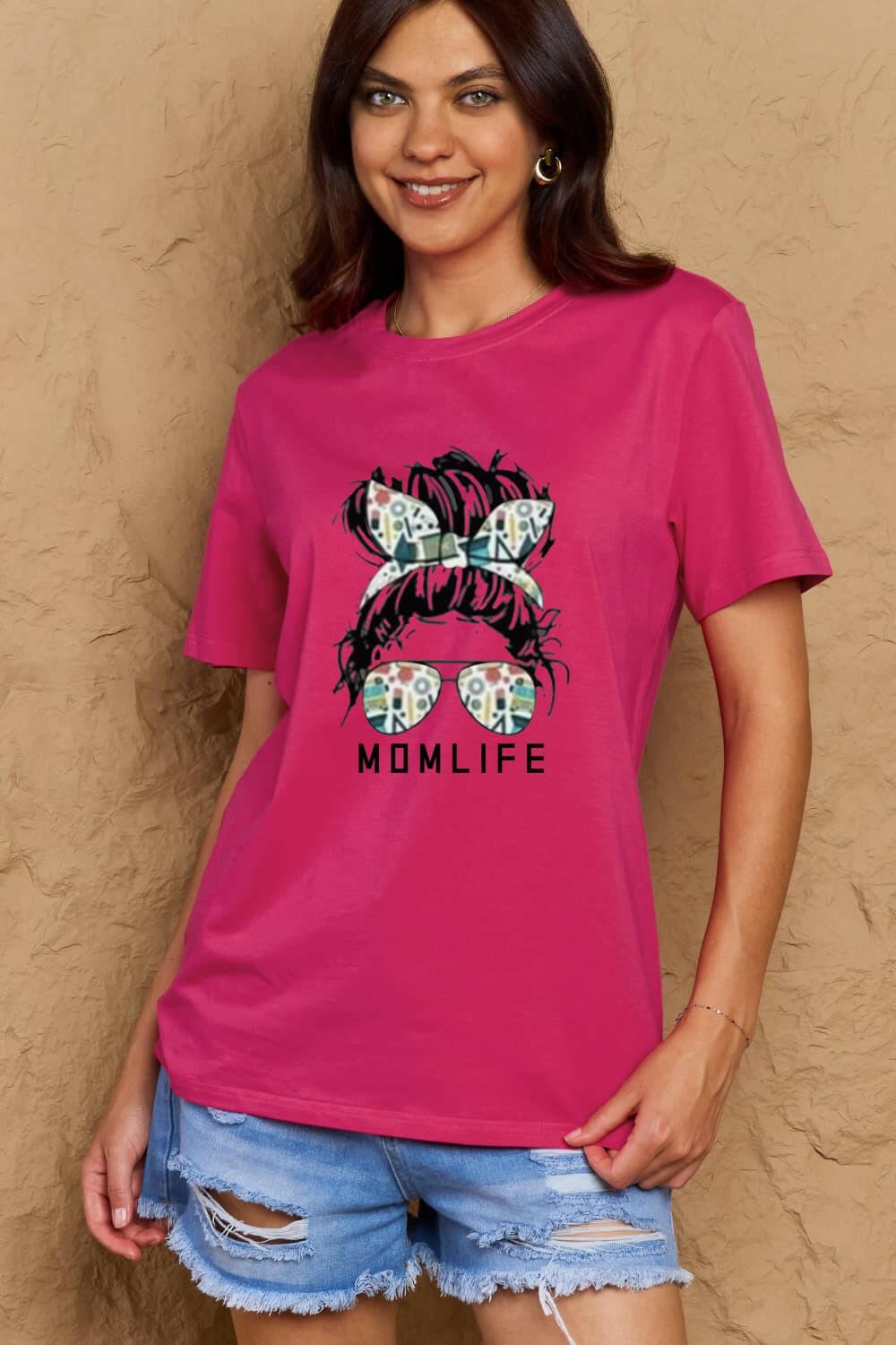 Simply Love Full Size MOM LIFE Graphic Cotton T-Shirt - StyleLure