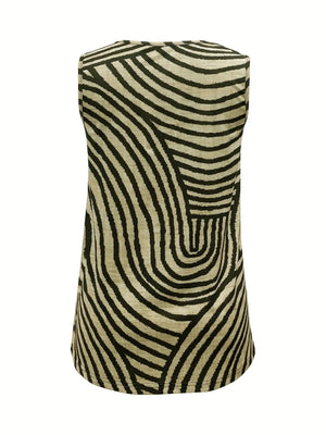 Sleeveless Zebra Print Button - Up Tank Top - StyleLure