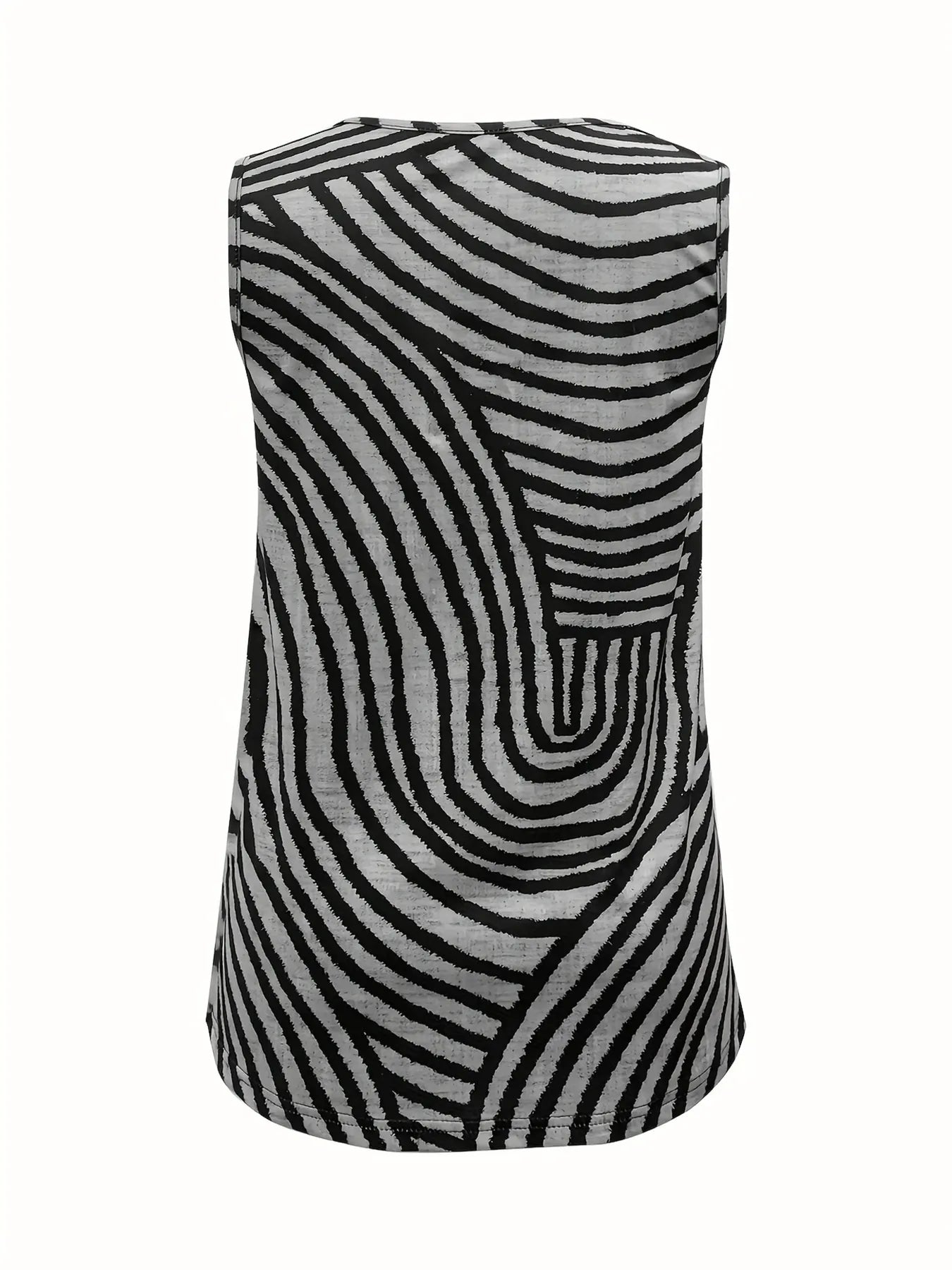 Sleeveless Zebra Print Button - Up Tank Top - StyleLure