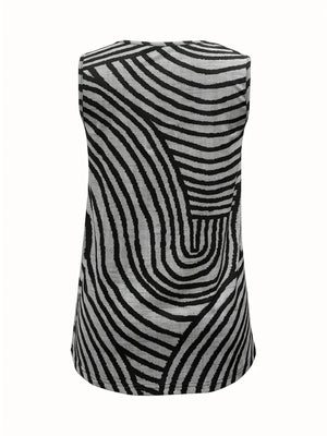 Sleeveless Zebra Print Button - Up Tank Top - StyleLure