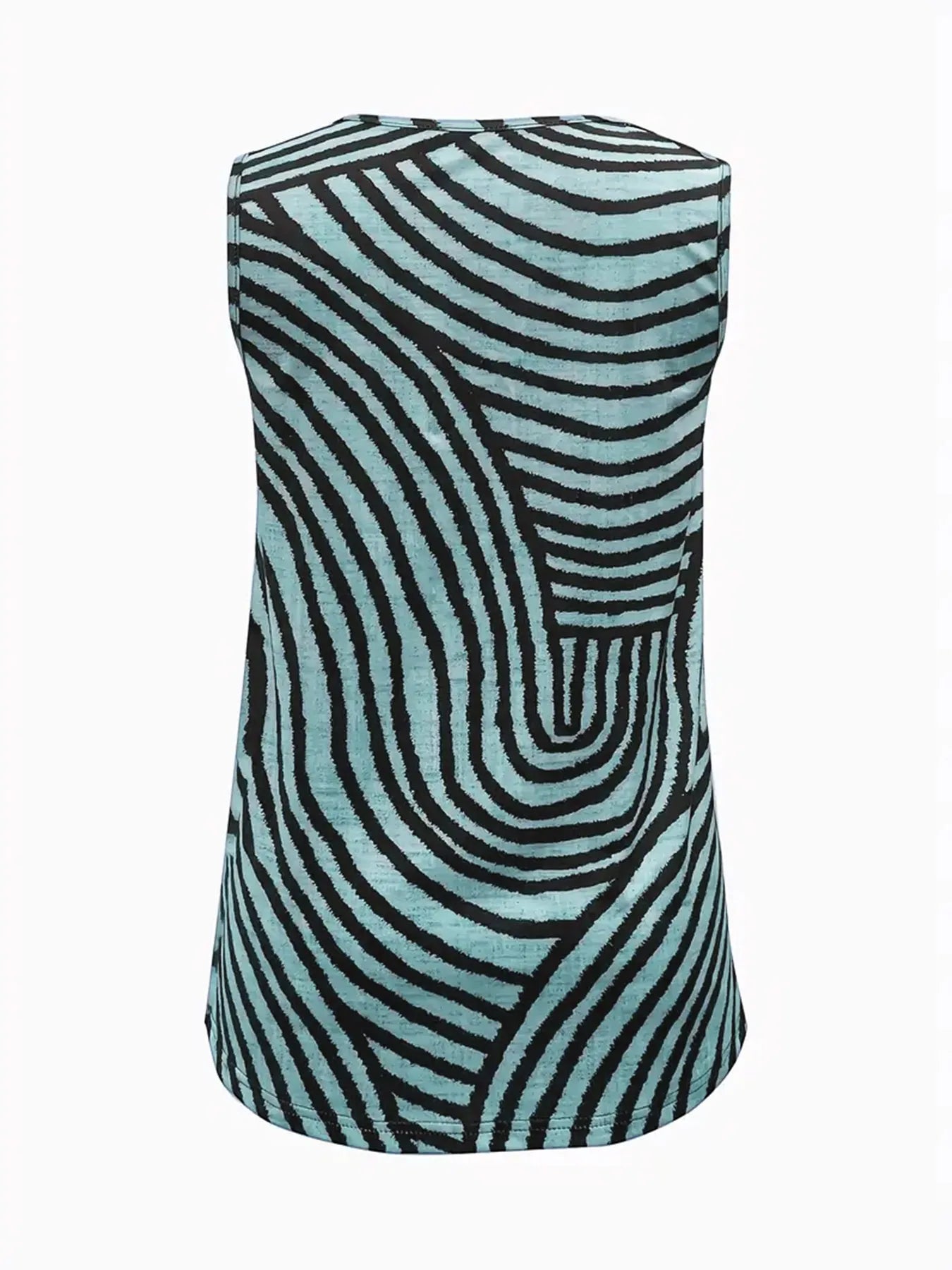 Sleeveless Zebra Print Button - Up Tank Top - StyleLure