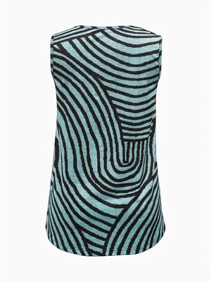 Sleeveless Zebra Print Button - Up Tank Top - StyleLure