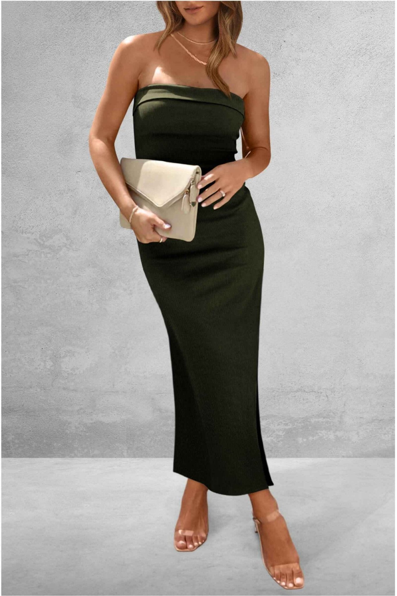 Slit Tube Midi Dress - StyleLure