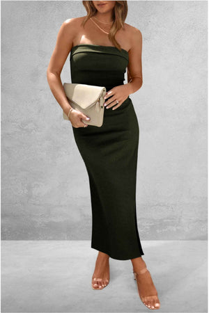 Slit Tube Midi Dress - StyleLure