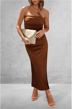 Slit Tube Midi Dress - StyleLure