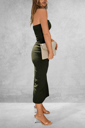 Slit Tube Midi Dress - StyleLure