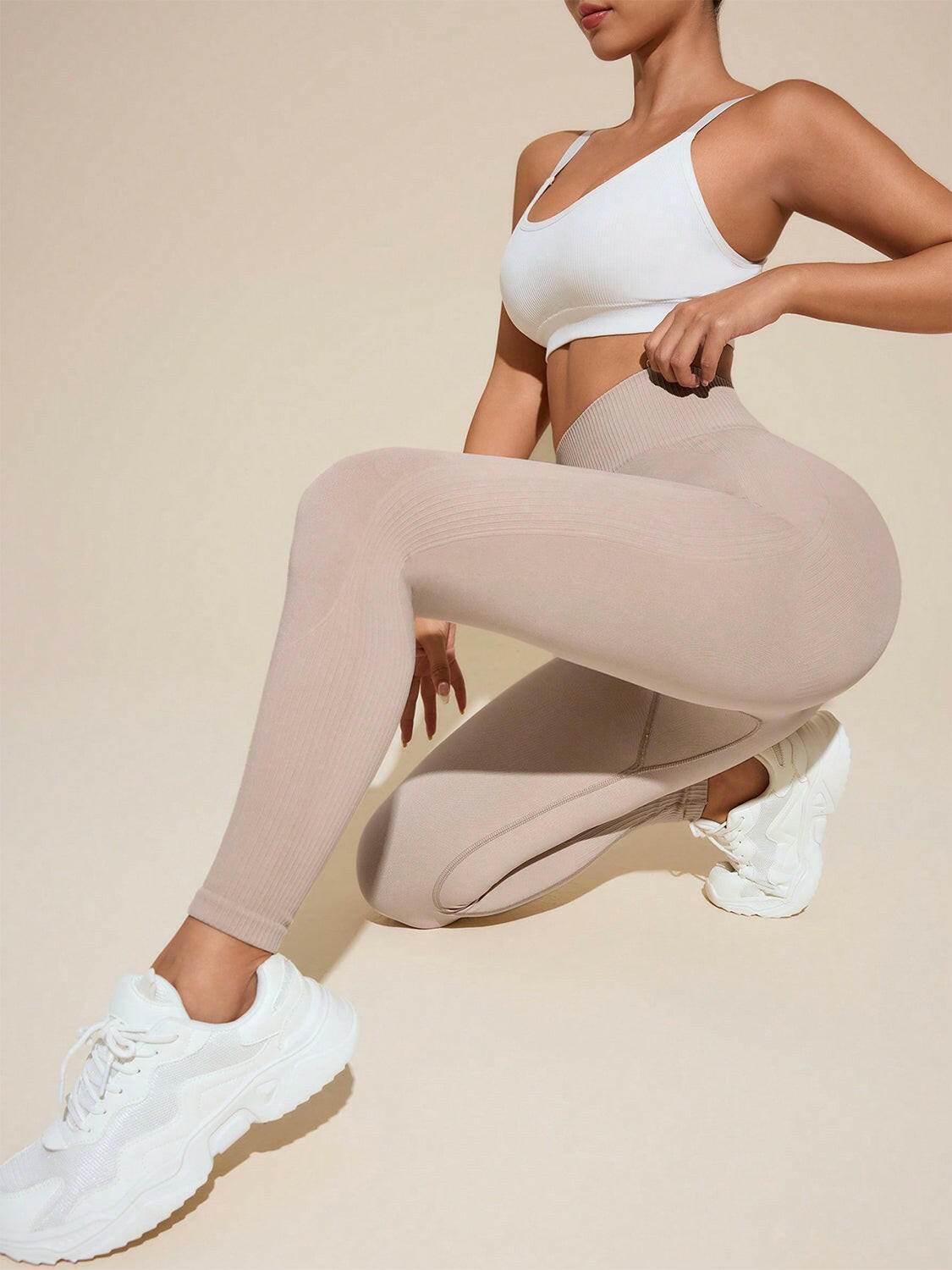 Solid High Rise Active Leggings - StyleLure