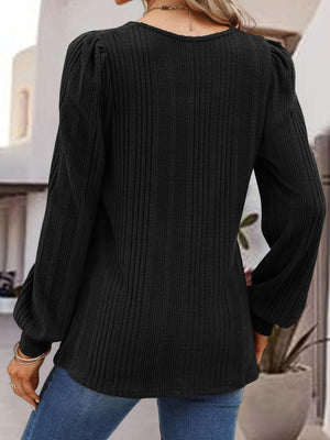 Square Neck Long Sleeve Top - StyleLure