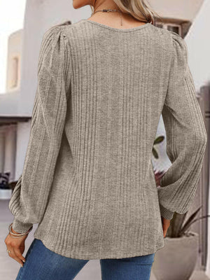 Square Neck Long Sleeve Top - StyleLure