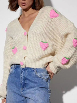 Strawberry Button Down Cardigan - StyleLure