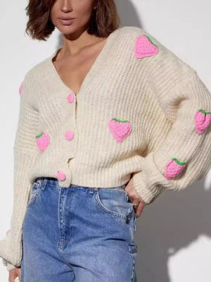 Strawberry Button Down Cardigan - StyleLure