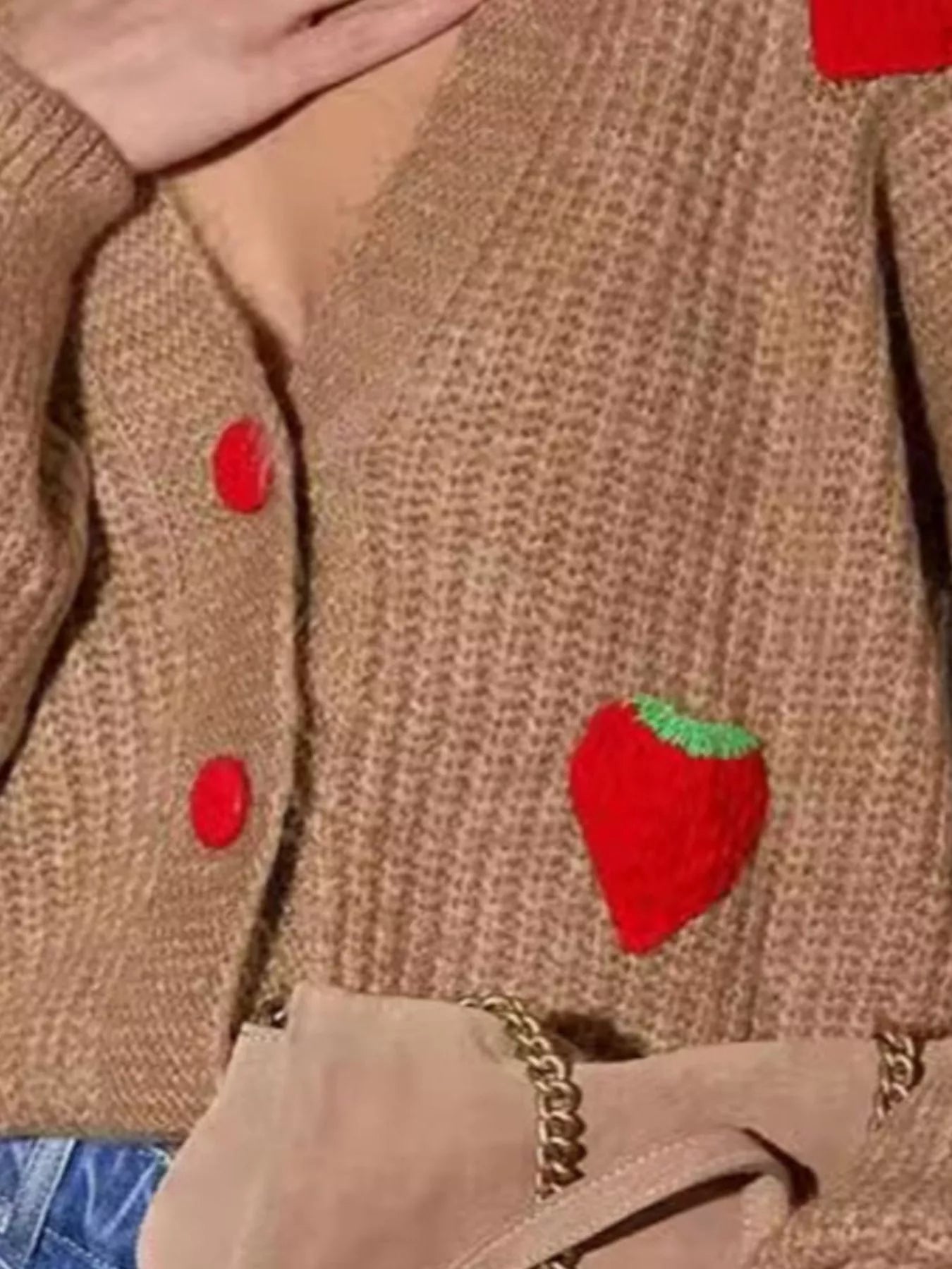Strawberry Button Down Cardigan - StyleLure