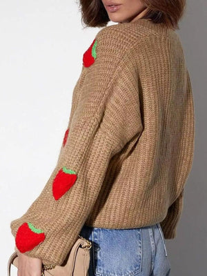 Strawberry Button Down Cardigan - StyleLure