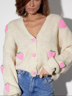 Strawberry Button Down Cardigan - StyleLure