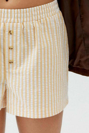 Striped Elastic Waist Shorts - StyleLure