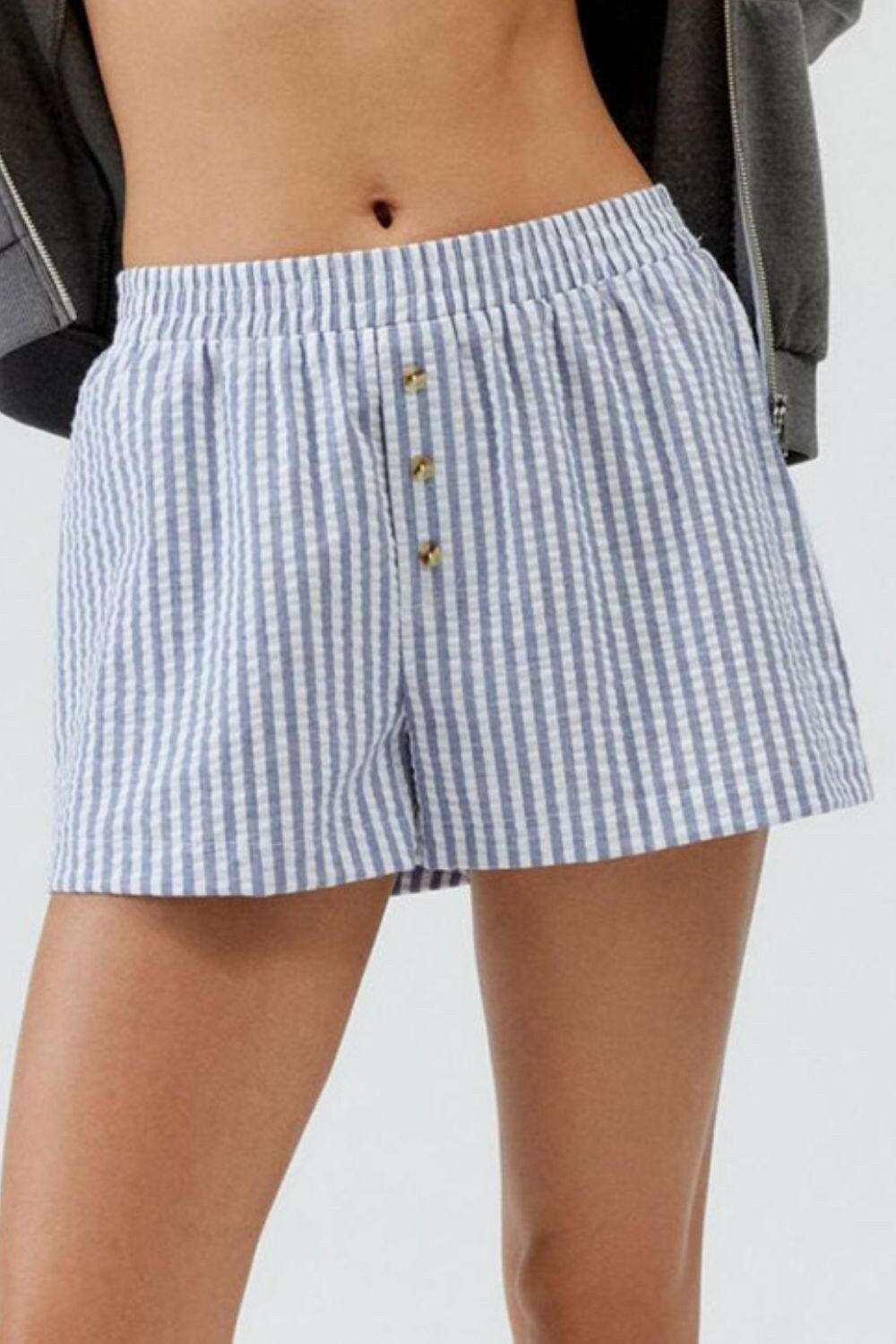 Striped Elastic Waist Shorts - StyleLure