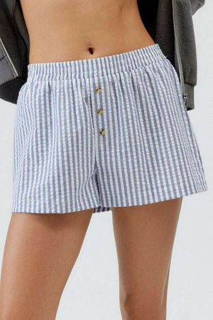 Striped Elastic Waist Shorts - StyleLure