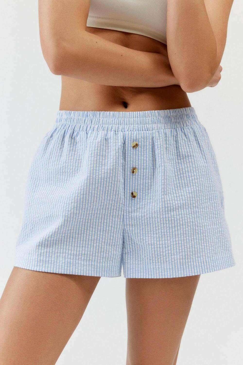 Striped Elastic Waist Shorts - StyleLure