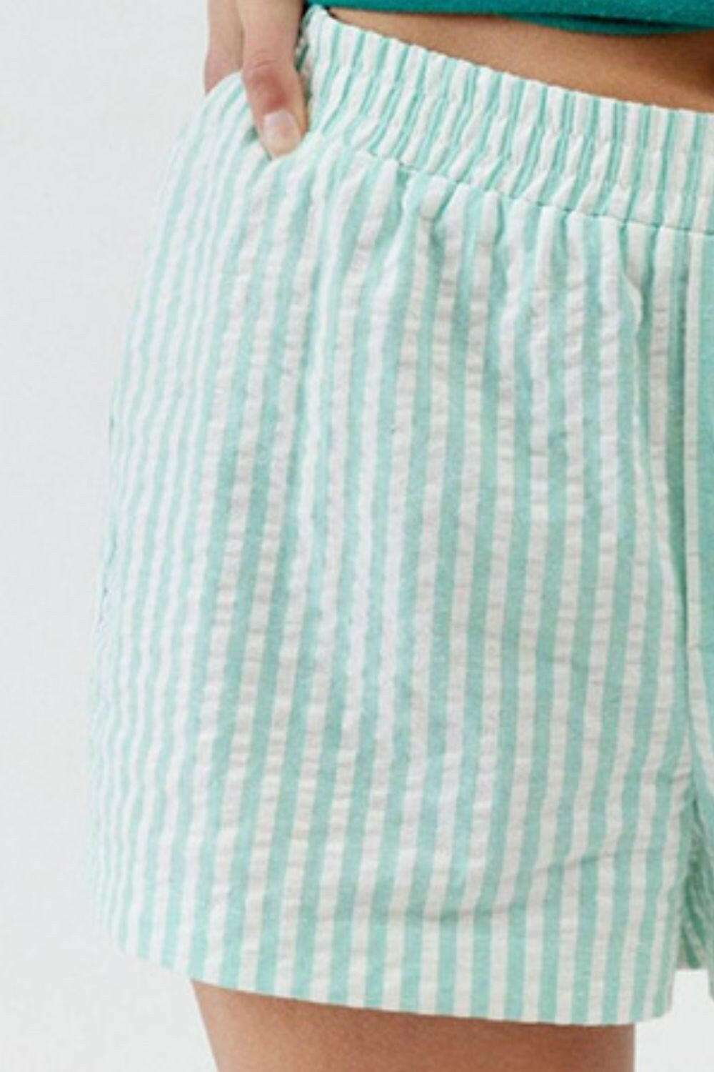 Striped Elastic Waist Shorts - StyleLure