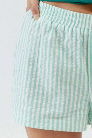Striped Elastic Waist Shorts - StyleLure