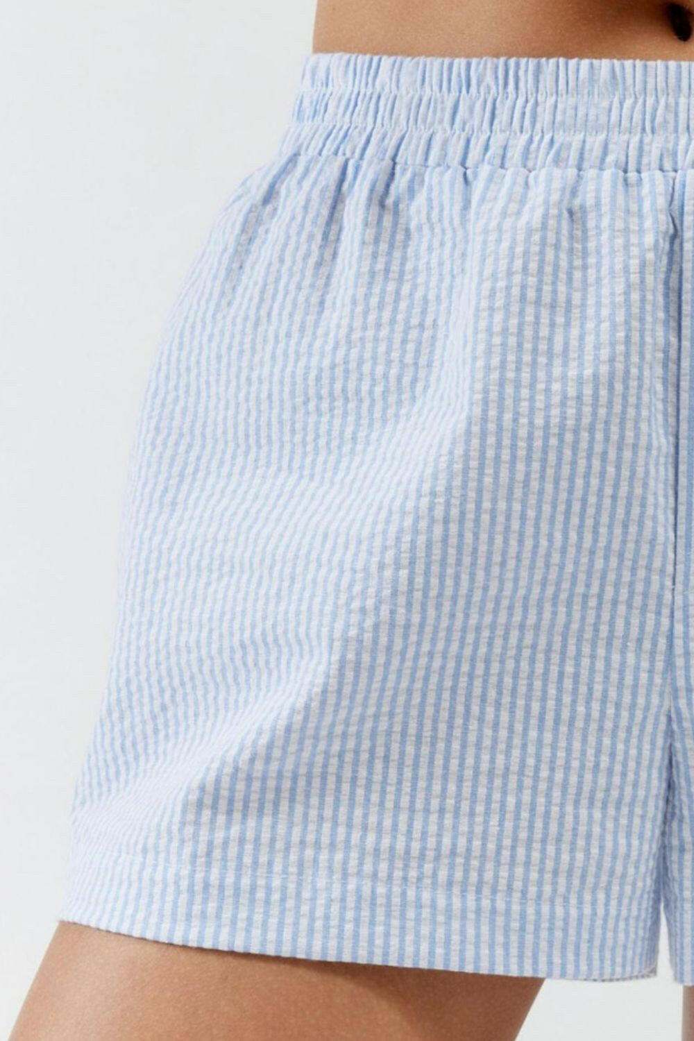 Striped Elastic Waist Shorts - StyleLure