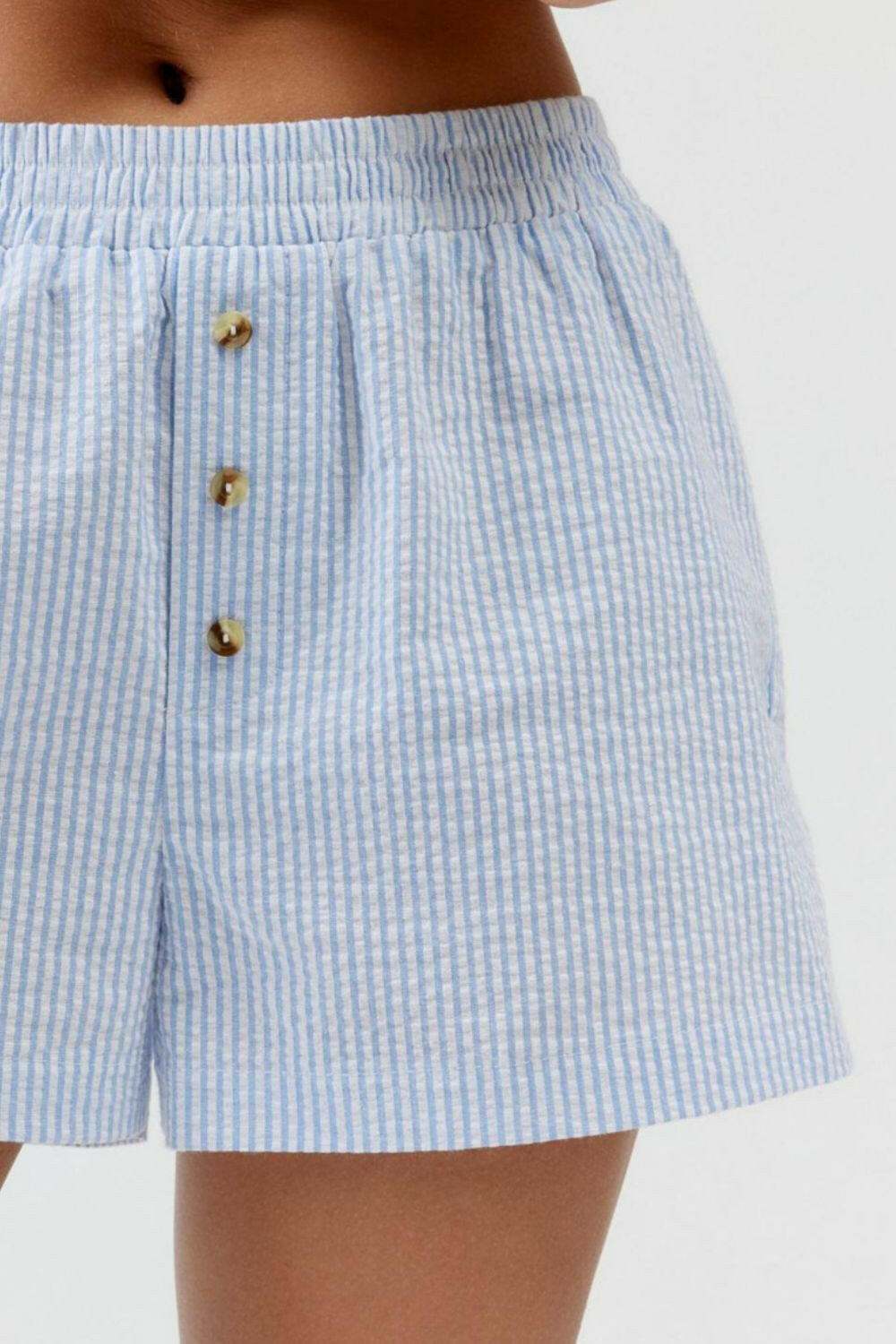 Striped Elastic Waist Shorts - StyleLure