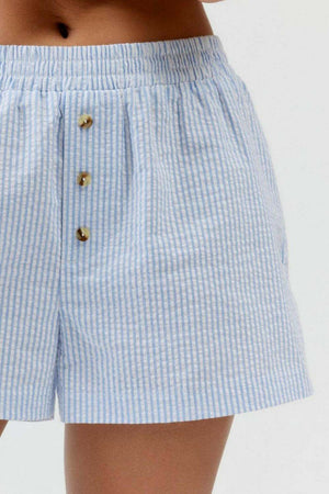 Striped Elastic Waist Shorts - StyleLure