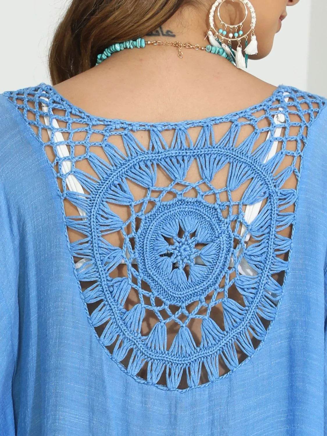 Tassel Crochet Round Neck Cover - Up - StyleLure