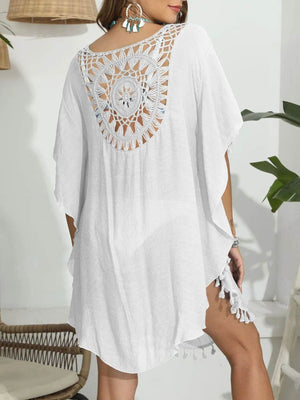 Tassel Crochet Round Neck Cover - Up - StyleLure