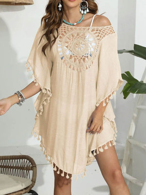 Tassel Crochet Round Neck Cover - Up - StyleLure