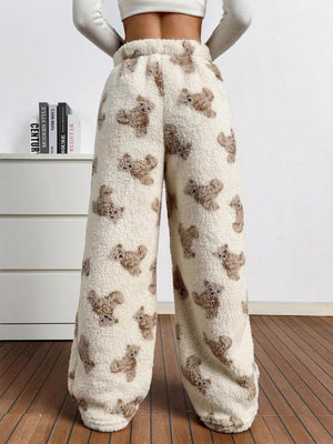 Teddy Bear Print Fluffy Pants - StyleLure
