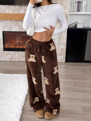 Teddy Bear Print Fluffy Pants - StyleLure