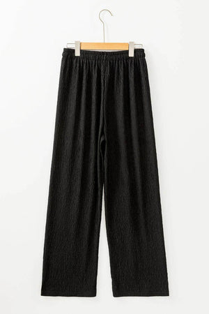 Textured Drawstring Straight Pants - StyleLure