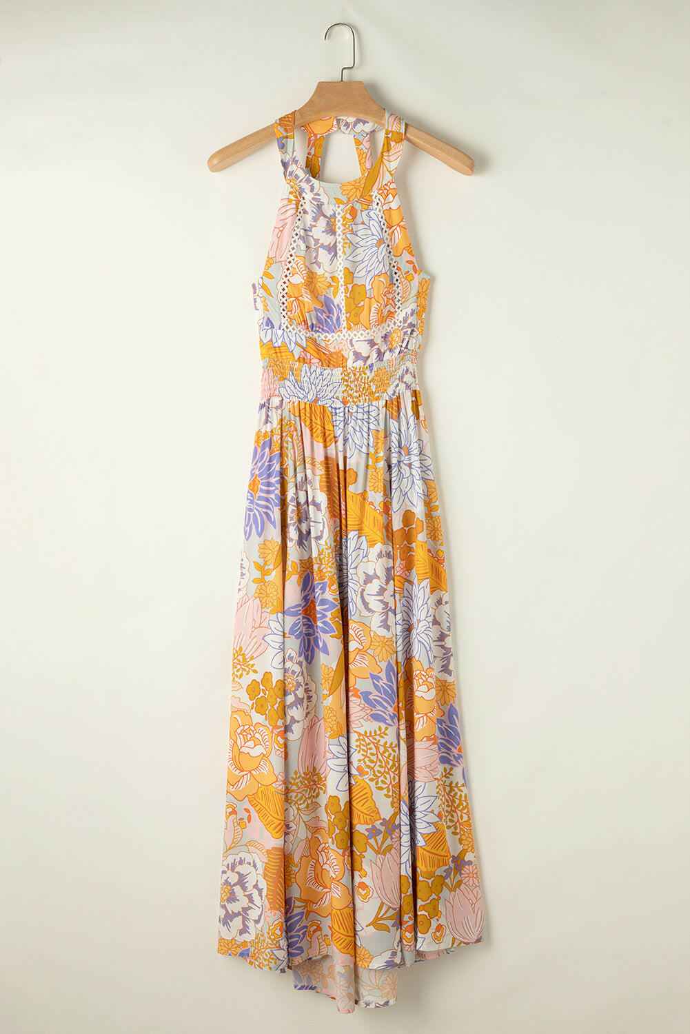 Tied Printed Grecian Sleeveless Maxi Dress - StyleLure