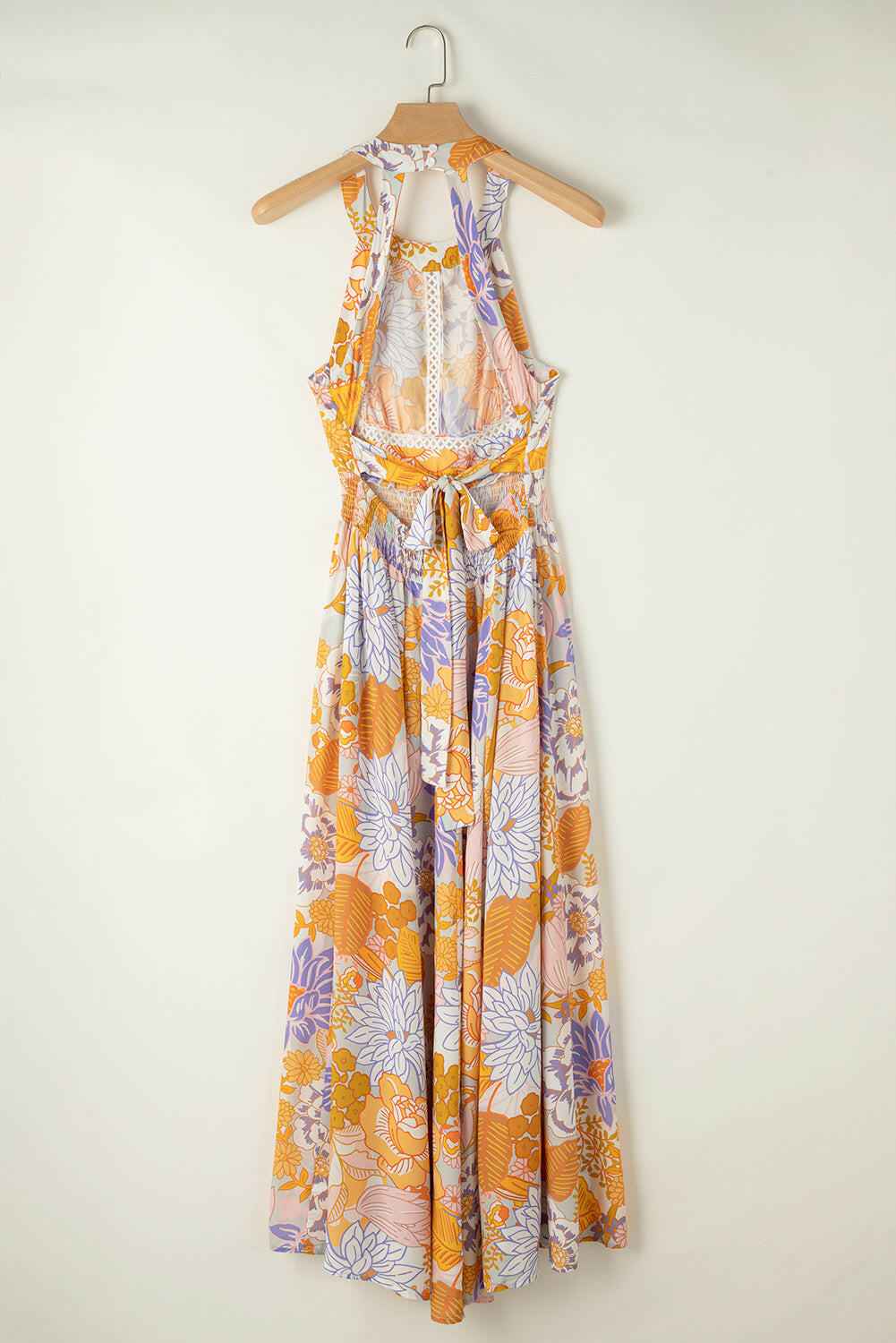 Tied Printed Grecian Sleeveless Maxi Dress - StyleLure