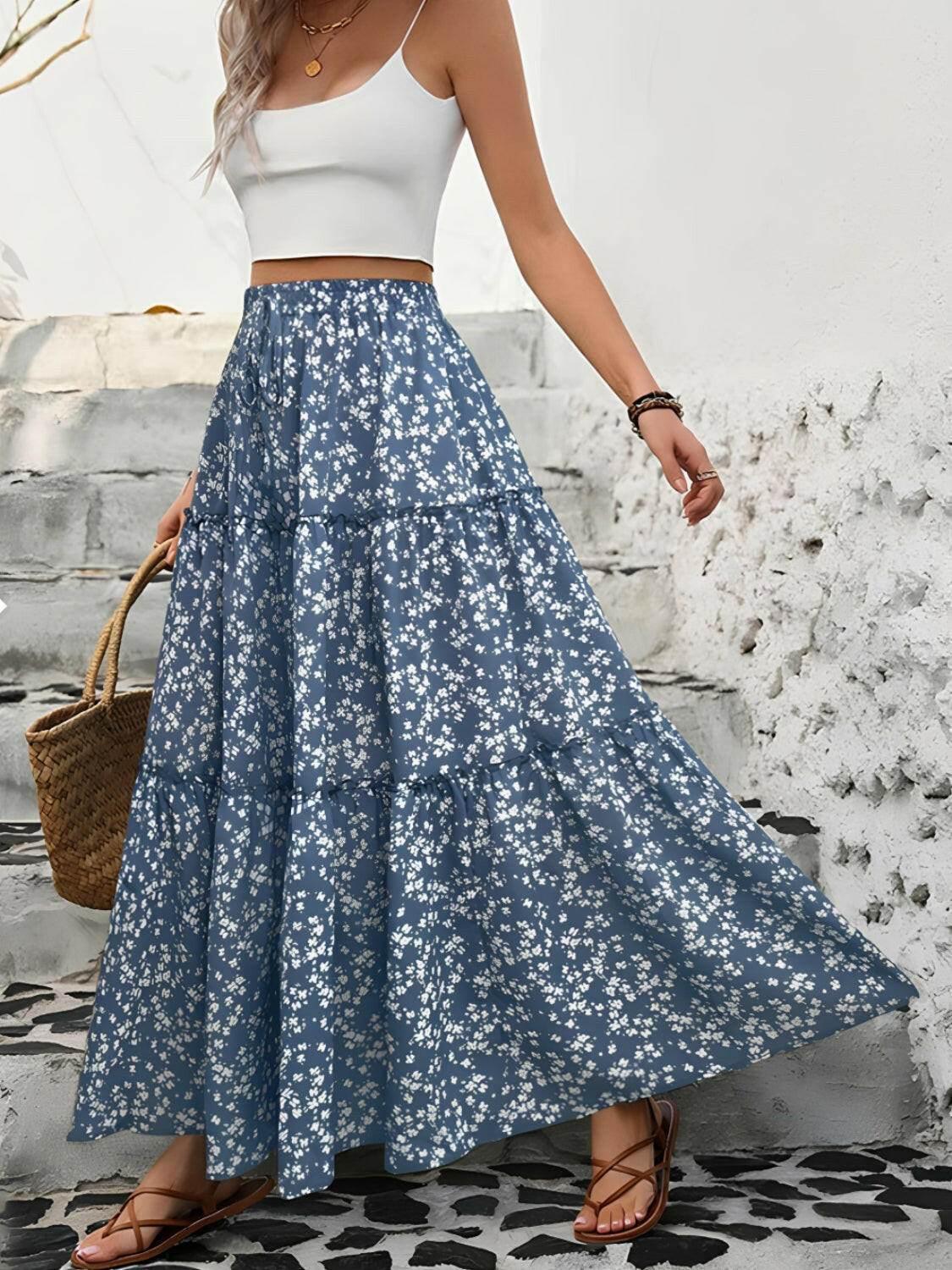 Tiered Floral Maxi Skirt - StyleLure