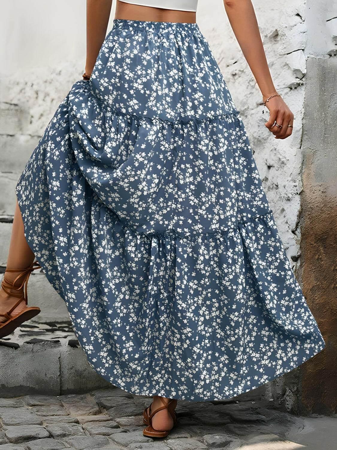 Tiered Floral Maxi Skirt - StyleLure