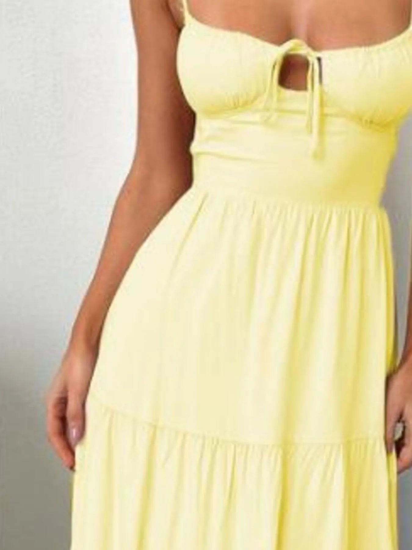 Tiered Lace Up Spaghetti Straps Maxi Dress - StyleLure